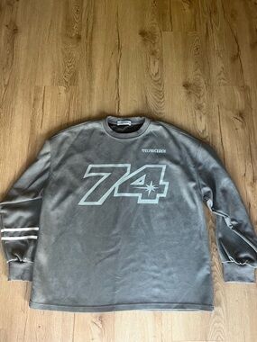 Aelfric Eden No. 74 Gray Oversized Graphic Sweatshirt Large